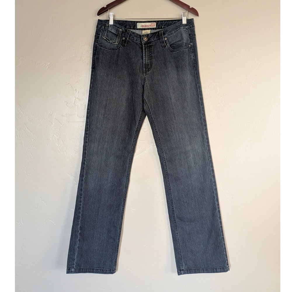 Faded Glory Y2K Bootcut Jeans‎ Size 10 Dark Denim Stretch Distressed